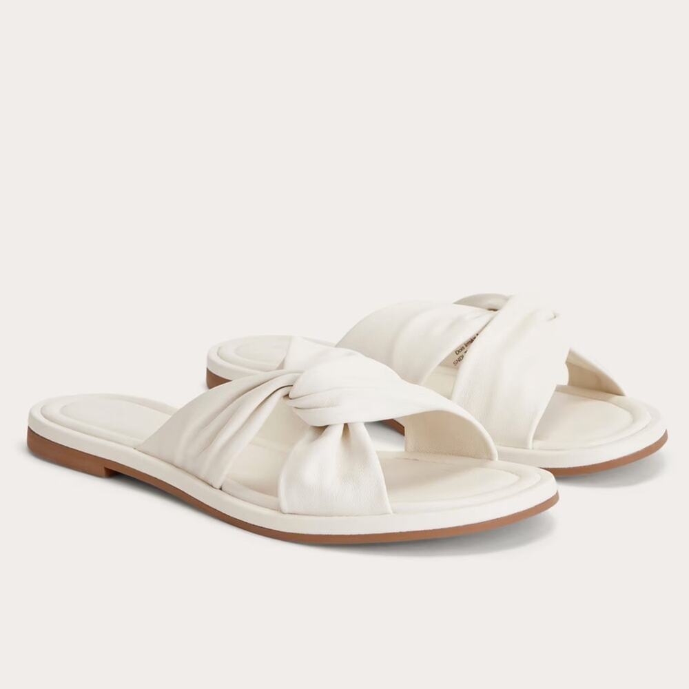 Everlane Day Twist Sandal Nappa Leather White Slide Flat 6.5 New No Box
